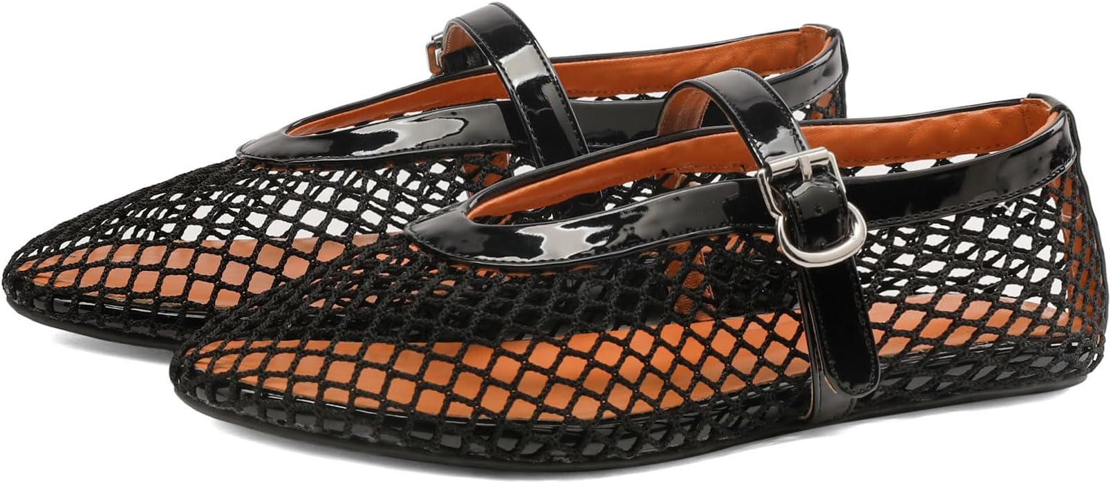 Women Mesh Ballet Flats Comfortable Round Toe Mary Jane Casual Ballerina Shoes Black, 7