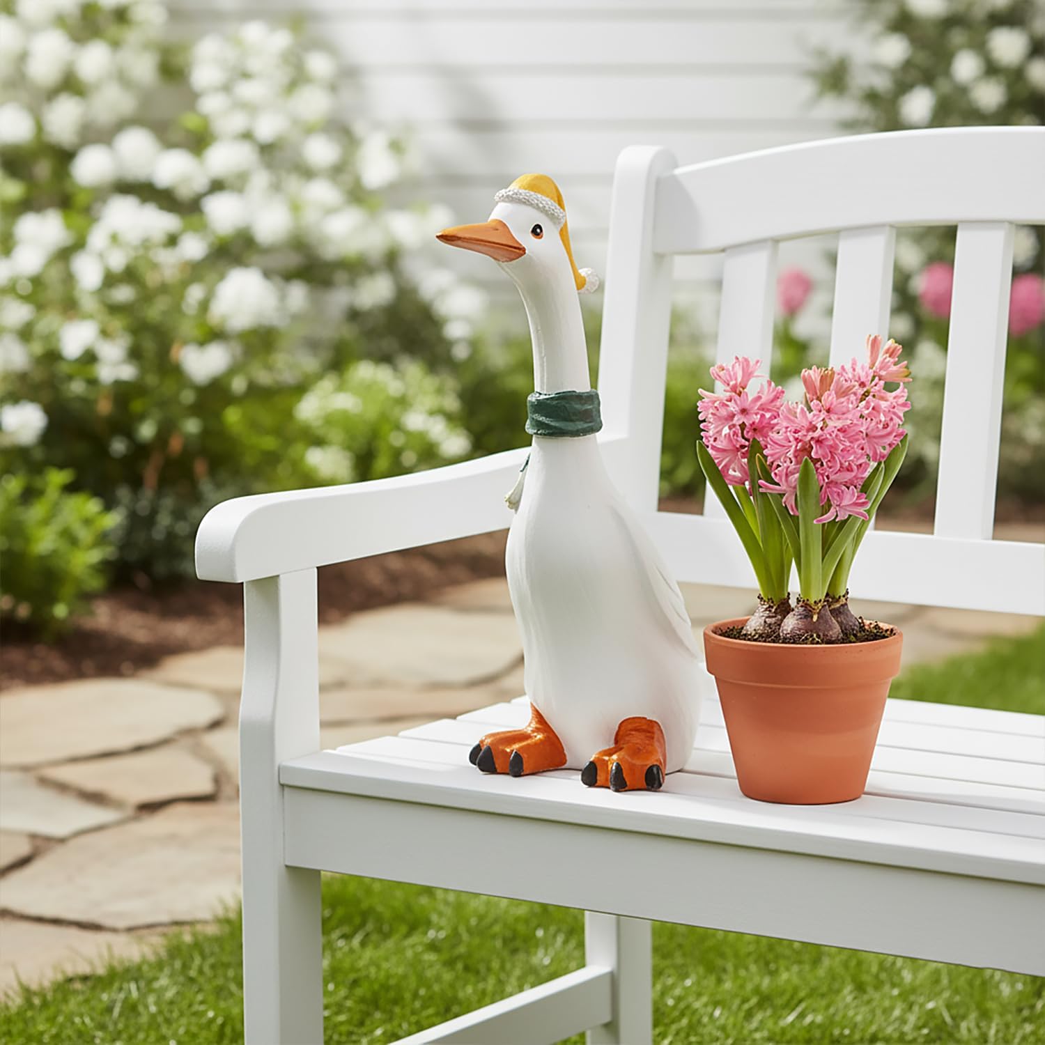 Porch Goose Garden Statue, Porch Goose Statue for Outdoor Decor, Goose Yard Sculpture Garden Decor, 11 Inches Yard Goose, Resin Goose Figurine for Patio, Balcony, Yard, Lawn Ornament, Unique Gift