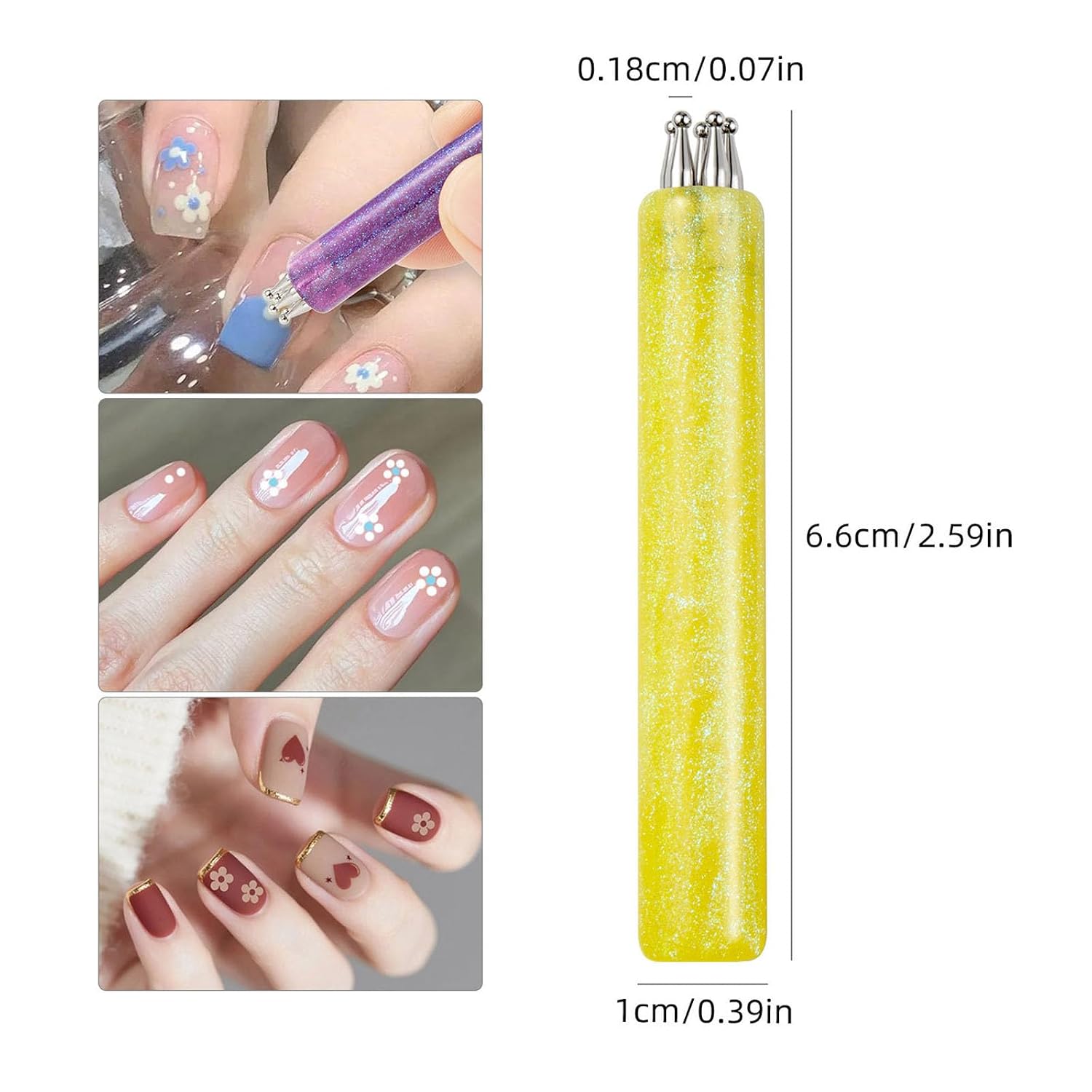 Ergonomic Grip Nails Art Dotting Tool for Minimizes Wrist Fatigue Nails Art Pen for Creating Complex Flower Patterns