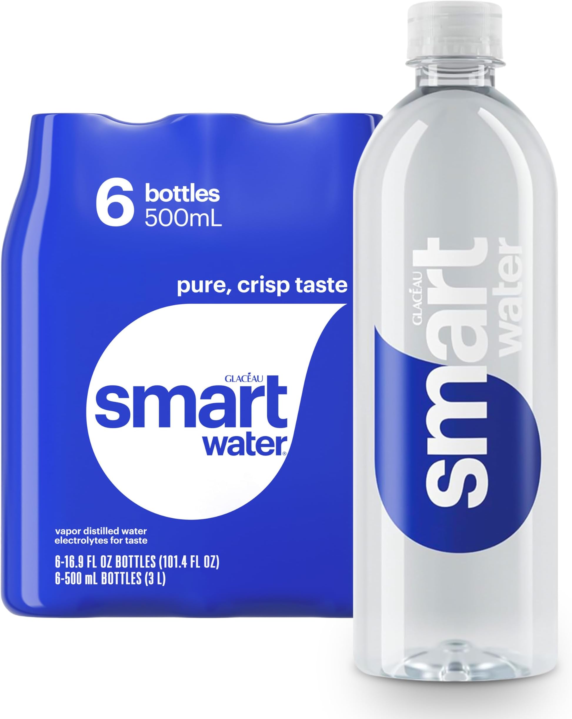 Smartwater vapor distilled premium water , 16.9 Fl Oz (pack of 6)