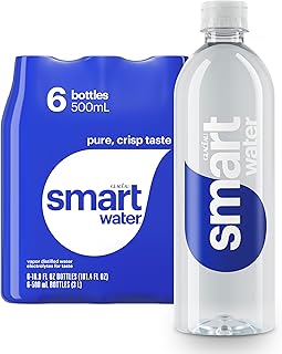 smartwater Vapor Distilled Premium Water, 16.9 Fl Oz (Pack of 6)