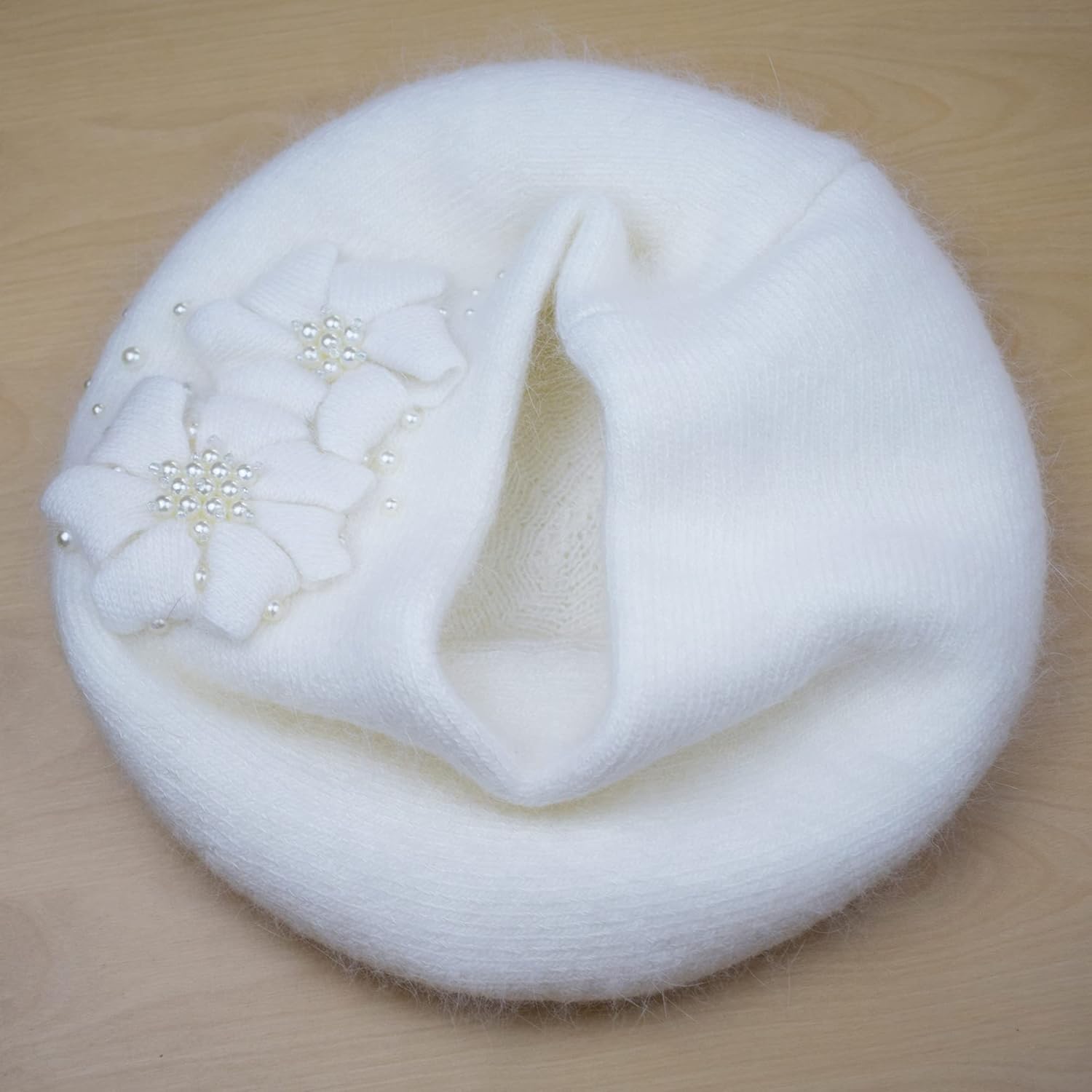 Women Winter Knit Beret Hat Rabbit Hair French Style Beret Classic Warm Casual Beanie Hat - Image 4