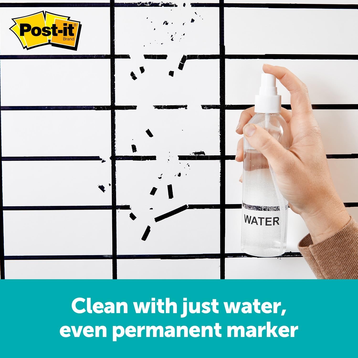 Post-it EE-SH-2PK-RET Easy Erase Whiteboard Sheets Instant Use Dry Erase and Permanent Markers (Pack of 12, White)