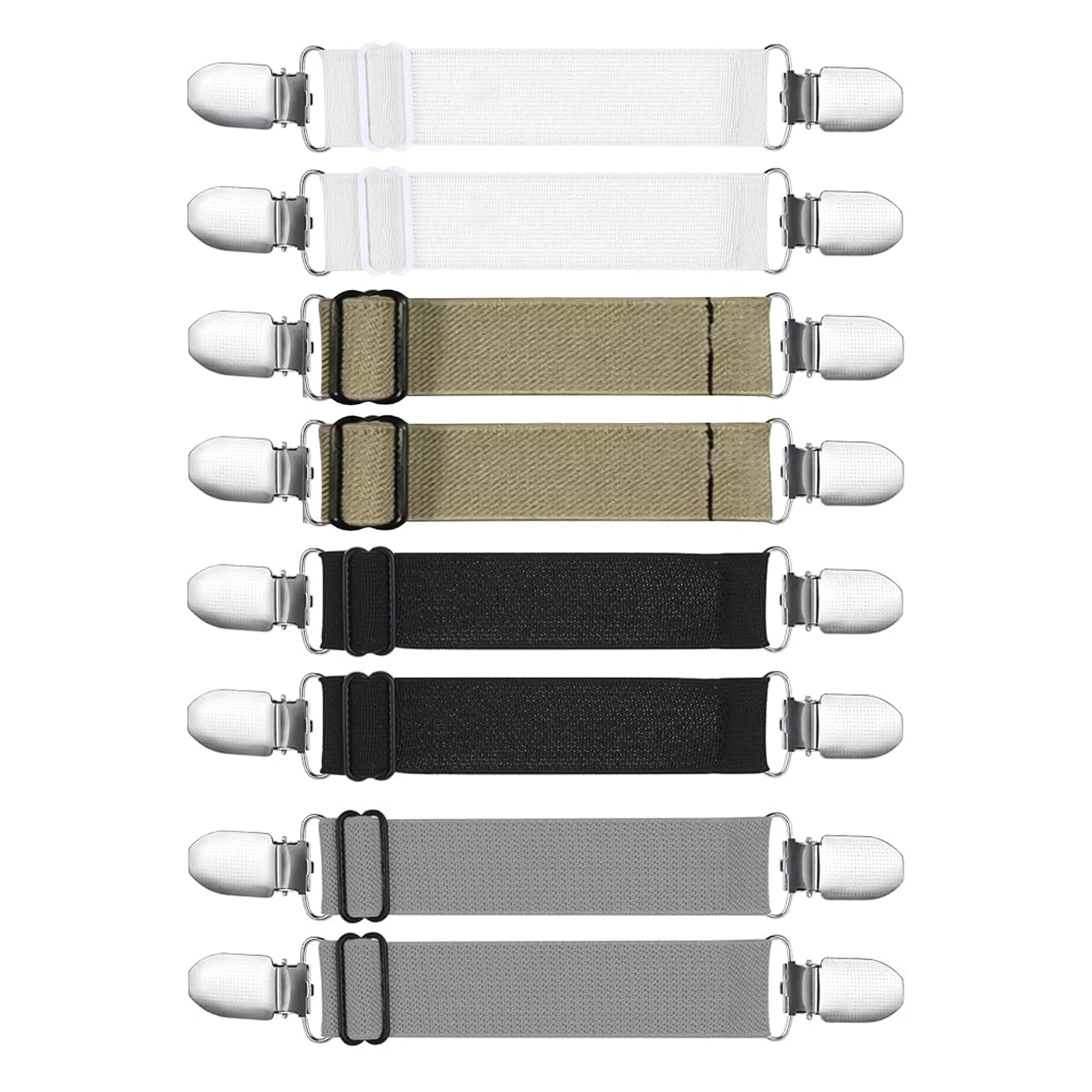Pownert Unisex Black,White,Grey,Brown 8 Pcs Cinch Clips, Adjustable Waist Tightener Clips,Waist Cincher Clip For Dresses,Shirts,Coats,Elastic Waist Tops,Reusable Clothing Tightening Clips For Women,Girls (Scarf/Mitten Clip,Slimming Grip)​