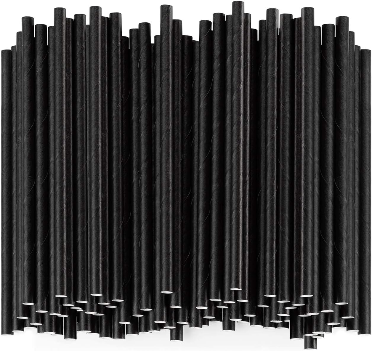 [400 Pack] 5 inch 100% Biodegradable Paper Sip Stirrers/Straws - Black - For Cocktail & Coffee