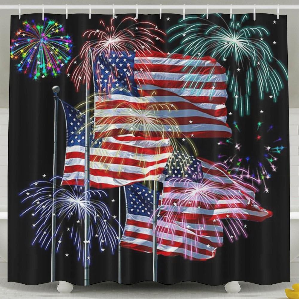 ALGHK Happy Fourth Of July Custom Waterproof Shower Curtain Bathroom Curtains 60x72 Inches