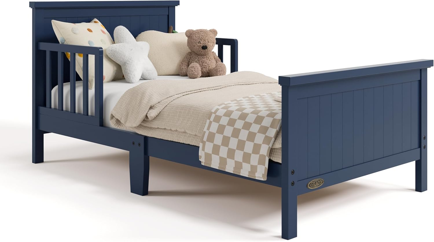 Graco Bailey Toddler Bed (Midnight Blue) - Includes Rail on Both Sides, Toddler Bed Frame Fits Standard-Size Crib and Mattress, Baby Safety Alliance Verified, Solid and Sturdy Construction