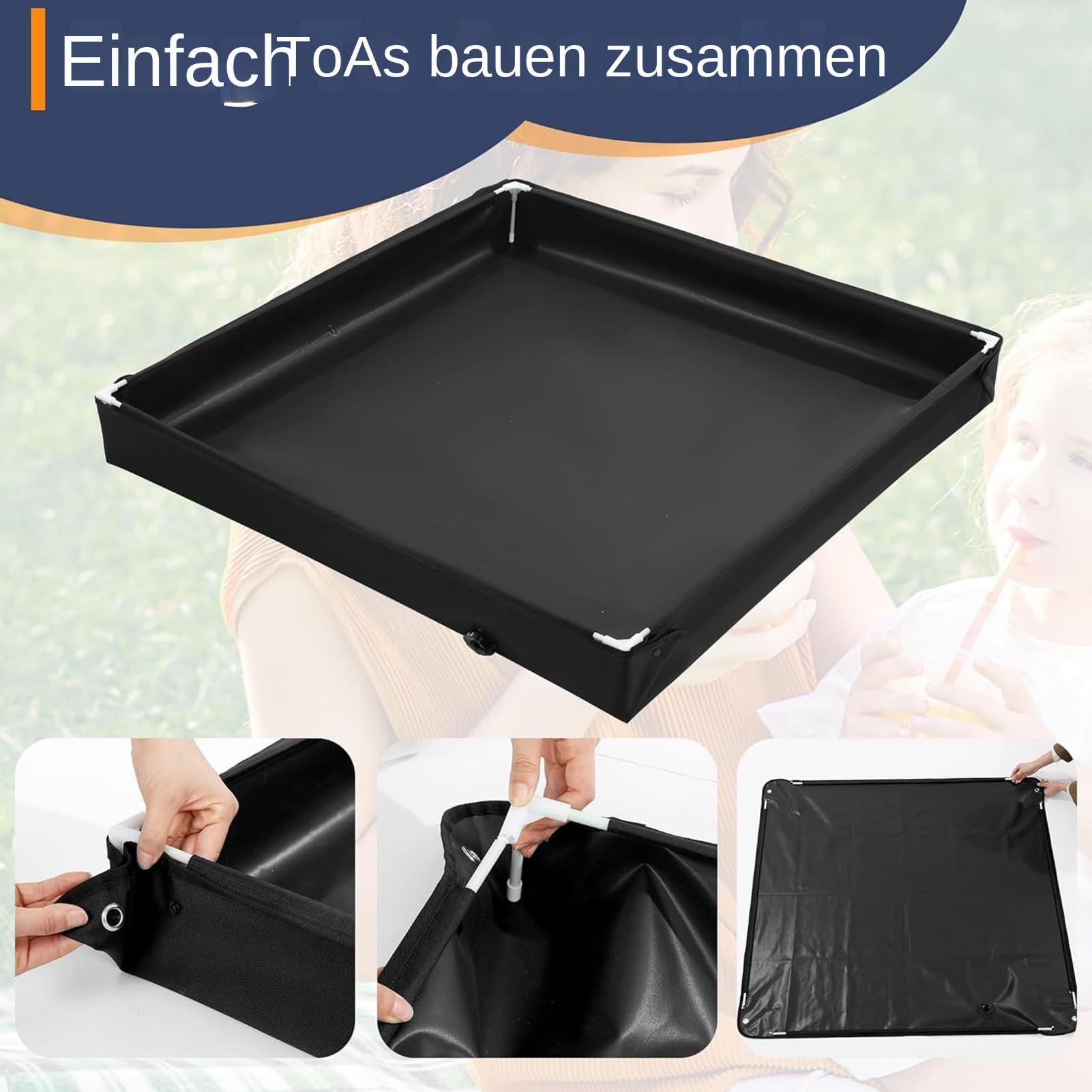 Przenośna podłoga prysznicowa do kempingu, składana podstawa prysznicowa, brodzik z wężem odpływowym, mobilna podstawa namiotu kempingowego outdoor, 80x80x10 cm