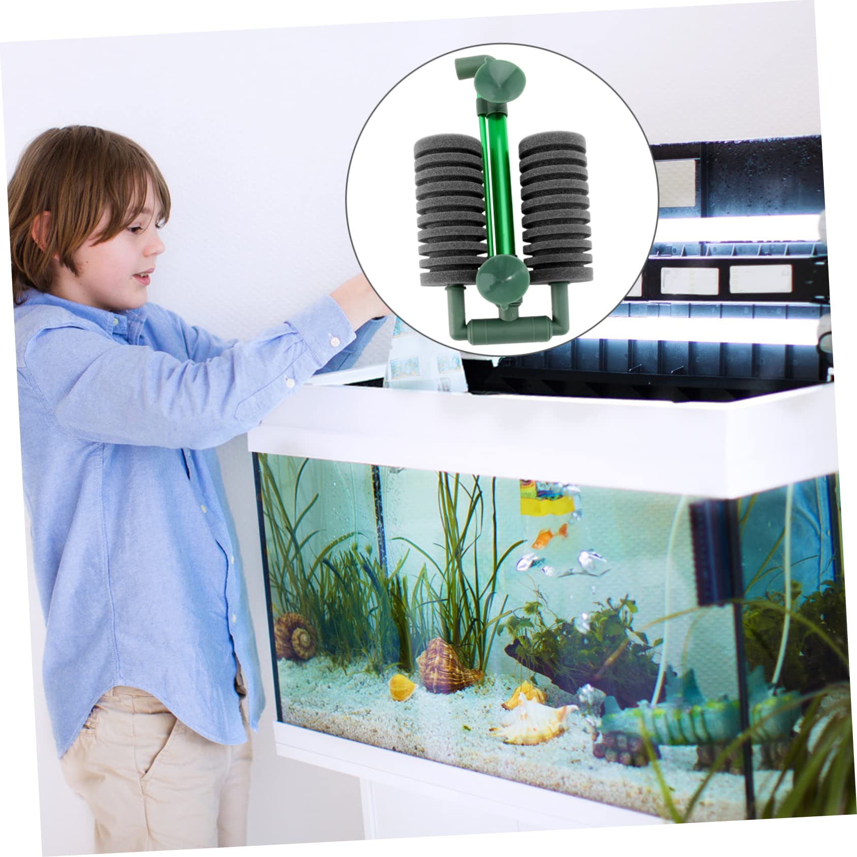 POPETPOP 3stücke Biochemischer Aquarienfilter Mit Doppel-Schwamm Leise Wasserpumpe Für Belüftung Im Aquarium Geeignet Für Fisch Und Schildkrötenbecken