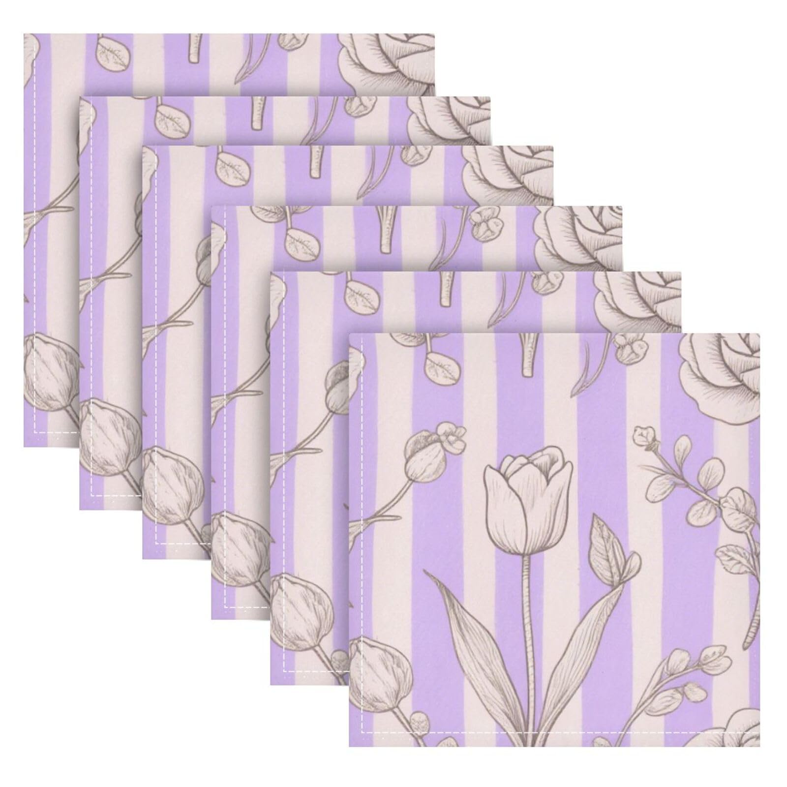 Serviettes de table lavables pour réduire vos déchets en tissu rayé rose mauve