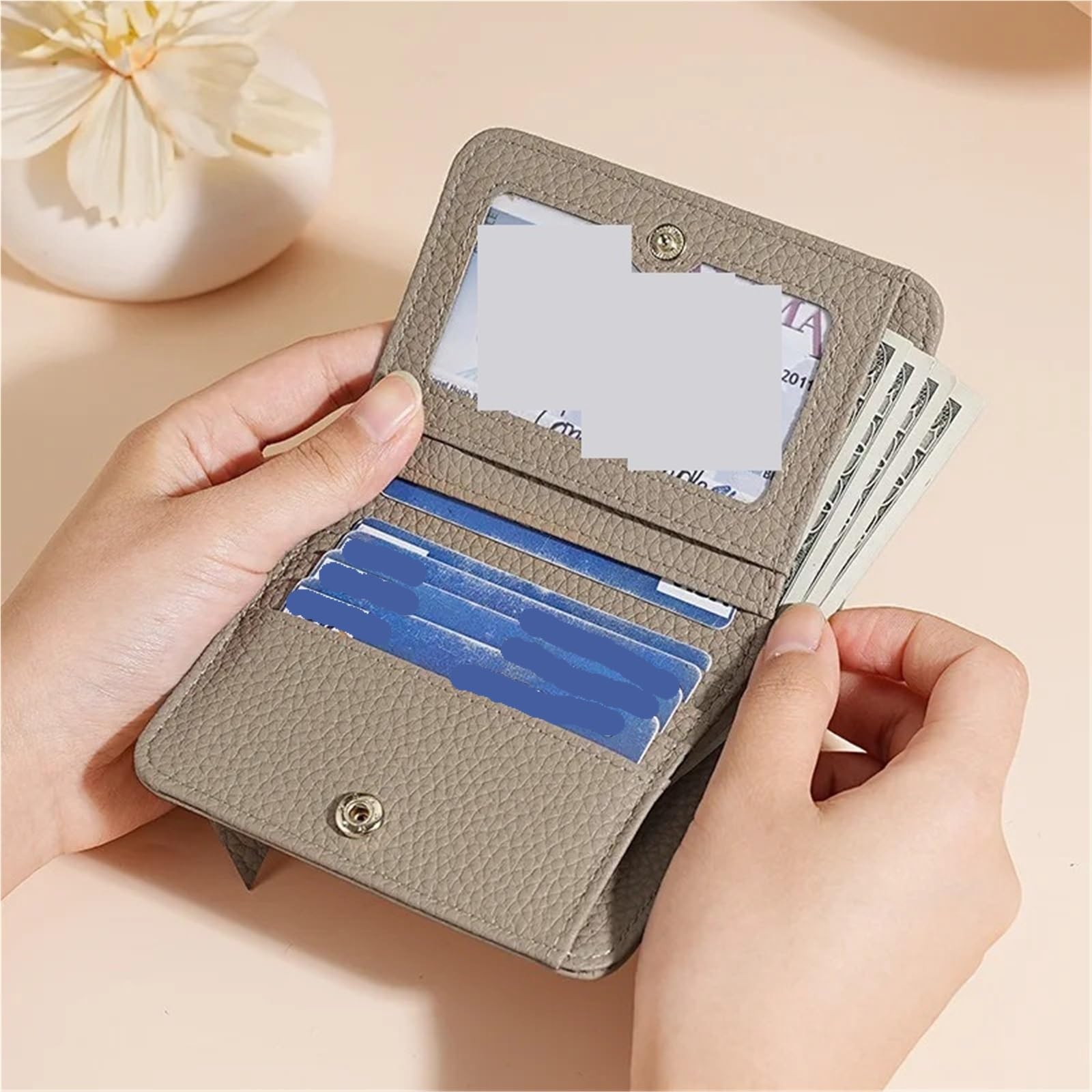 Portamonete Mini Portafoglio da donna in pelle Portafogli semplici Mini Porta carte con cerniera Portamonete piccolo(Blue)