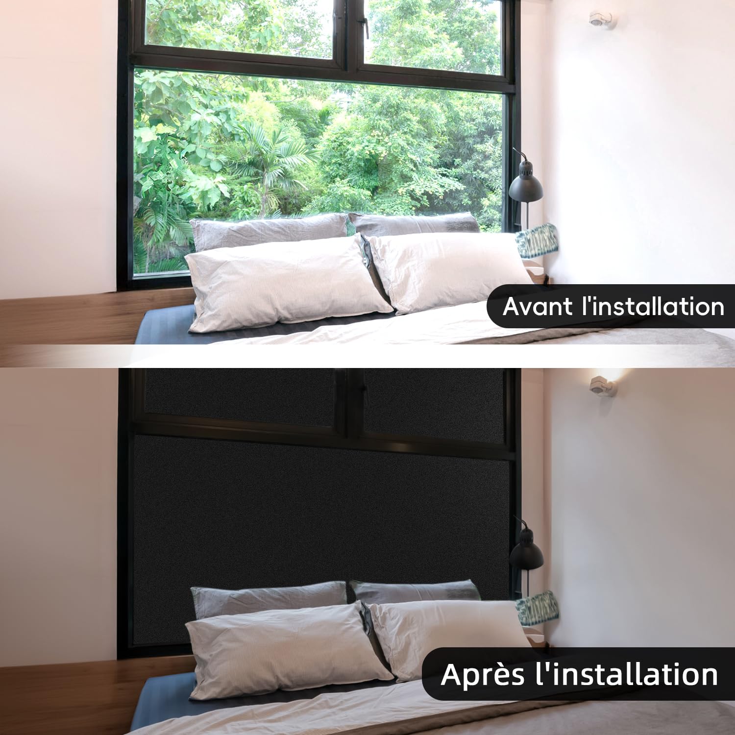 DIFIT Film Fenetre Anti Regard, Film Occultant Fenêtre Noir Opaque Effet Dépoli 90 x 300 cm, pour Chambre, Salle de Bain, Cuisine et Maison, Anti UV et 100% Occultant, Electrostatique Réutilisable