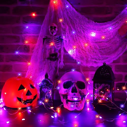 Miniatura 8 de Guirnalda de luces de Navidad de alambre de cobre rojo, verde y blanco, paquete de 2 100 luces LED de hadas impermeables para Navidad, dormitorio,