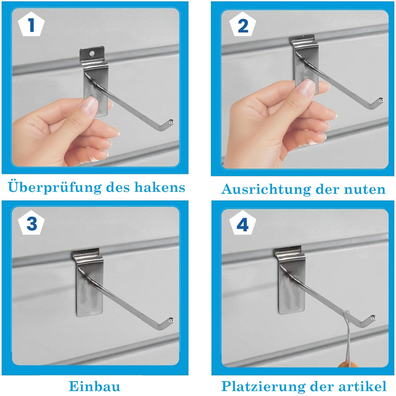 uyoyous Lochwandhaken 20 cm Lamellenwand Slatwall Haken 100 Stück