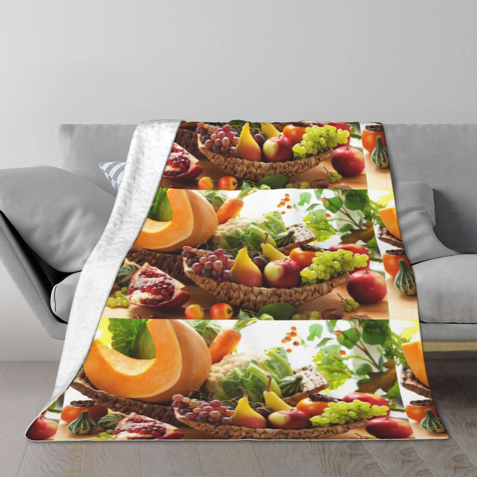 Couverture chaude et duveteuse jeté de lit imprimé légumes doux