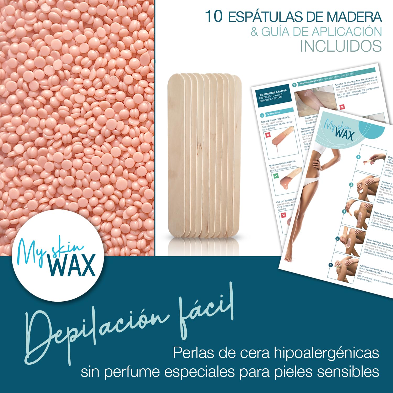 Perlas de Cera para Depilación Sin Bandas, 800g, Hipoalergénico, Depilación Suave sin Enrojecimiento, Especial para pieles sensibles Hombre Mujer, Rostro, Brasileño (Rosa, 800g)