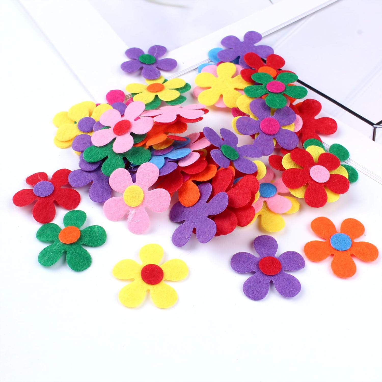 250 Pcs Felt Flowers Fabric Flower Embellishments, Small Craft Flowers Felt Flower Appliques, Colorful Felt Flower Bulk for DIY Crafts Sewing Handcraft Decoration, Clothes Hats Bags Craft Decorations