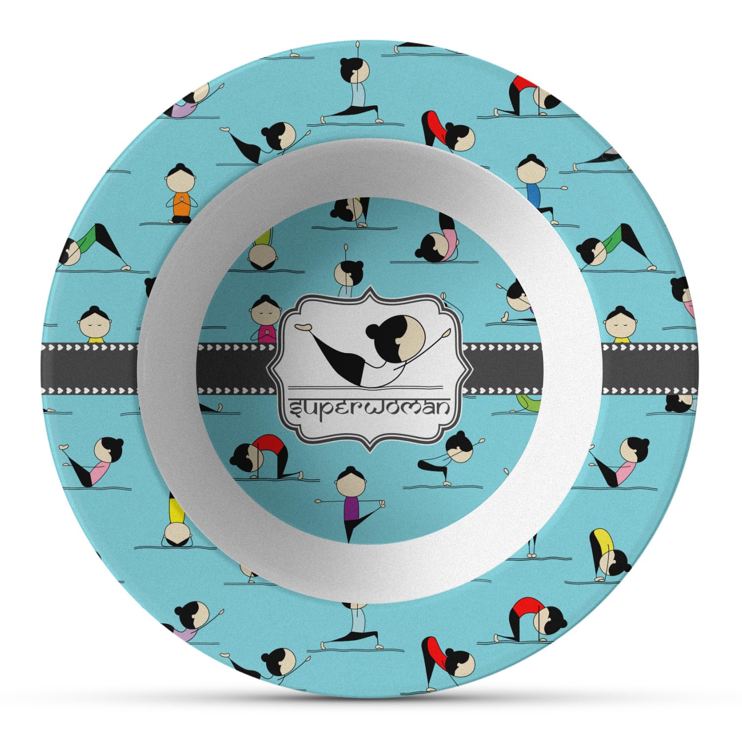 Personalized Yoga Poses Plastic Bowl - Microwave Safe - Composite Polymer