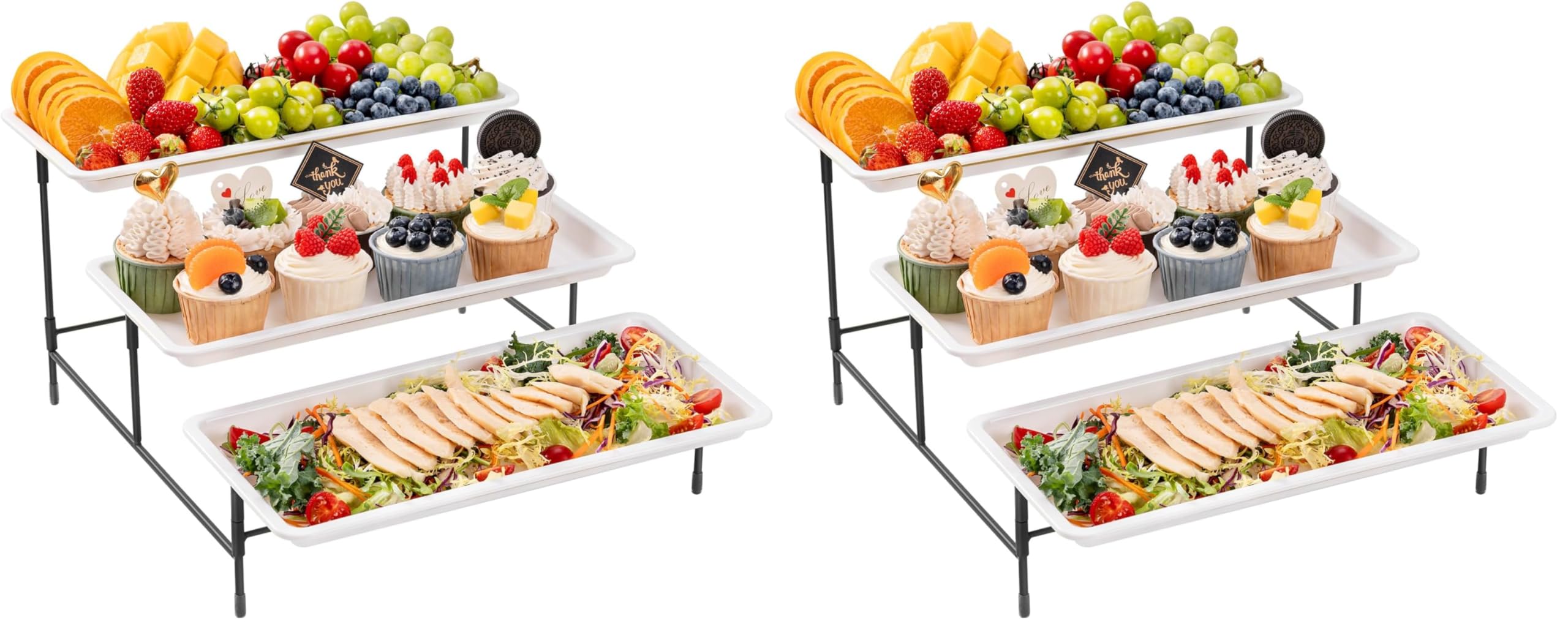 Plateau de service avec 3 plats rectangulaires et support métal Lifewit
