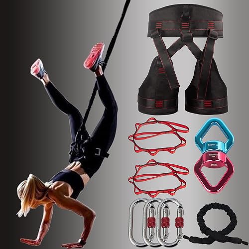 DASKING Natural Latex Resistance Bands Set - 3-Level for Suspension Trainer for Home Gym, Yoga & Recovery (Adjustable Harness, Exercise Guide)
