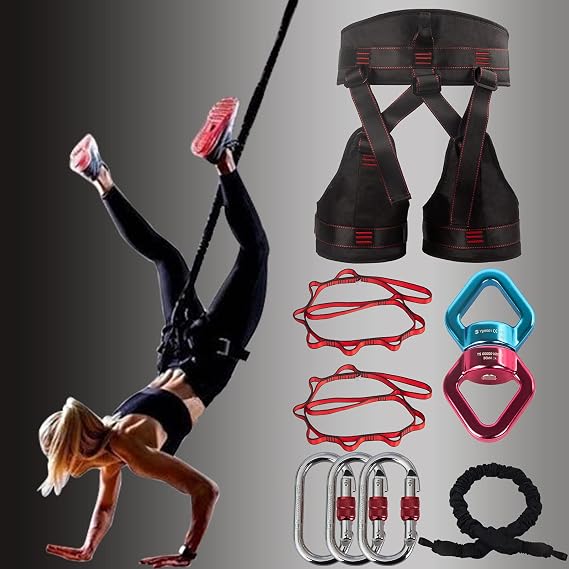 Natural Latex Resistance Bands Set - 3-Level for Suspension Trainer for Home Gym, Yoga & Recovery (Adjustable Harness, Exercise Guide)