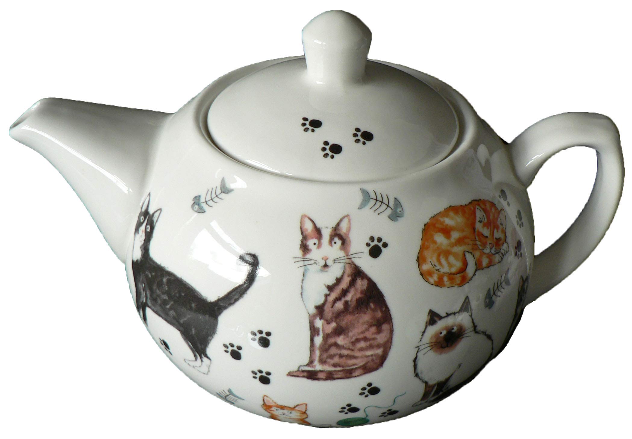 crackinchina Cat teapot - 6 cup porcelain Teapot decorated with cute cats and kittens