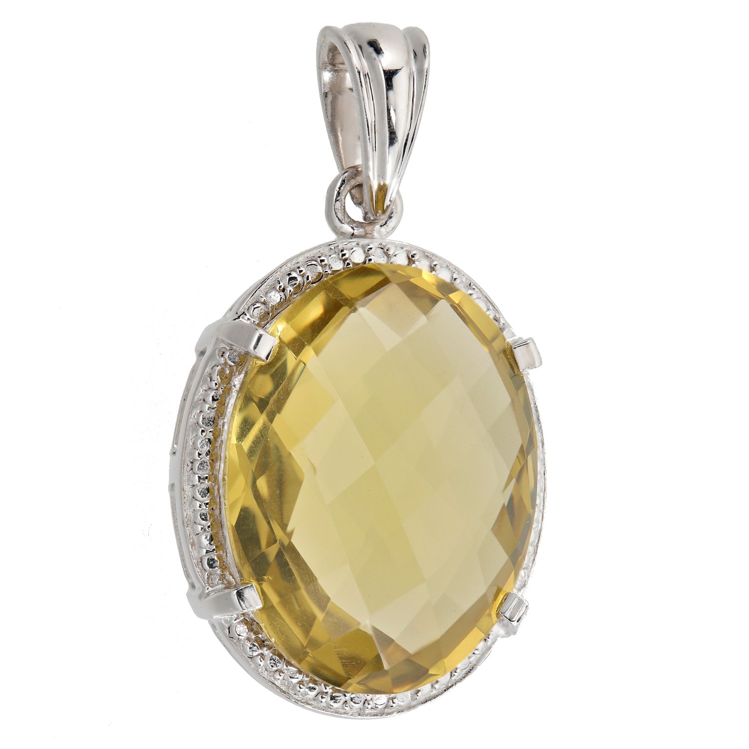 Damen Anhänger aus 925 Sterling Silber mit Lemonquarz gelb