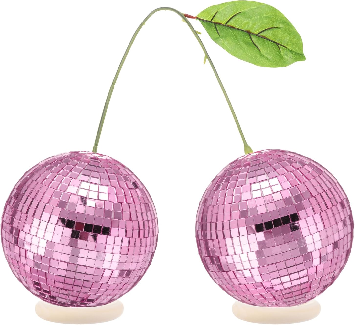 MECCANIXITY Cherry Disco Ball Decor,4 Inch Double Mirror Disco Balls Hanging Disco Ball for DJ Club Stage Bar Party Wedding Holiday Home Decoration,Pink