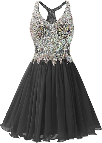 Fanciest Womens Beaded Chiffon Homecoming Dresses Short Prom Gown 2024 Cocktail Party Dress