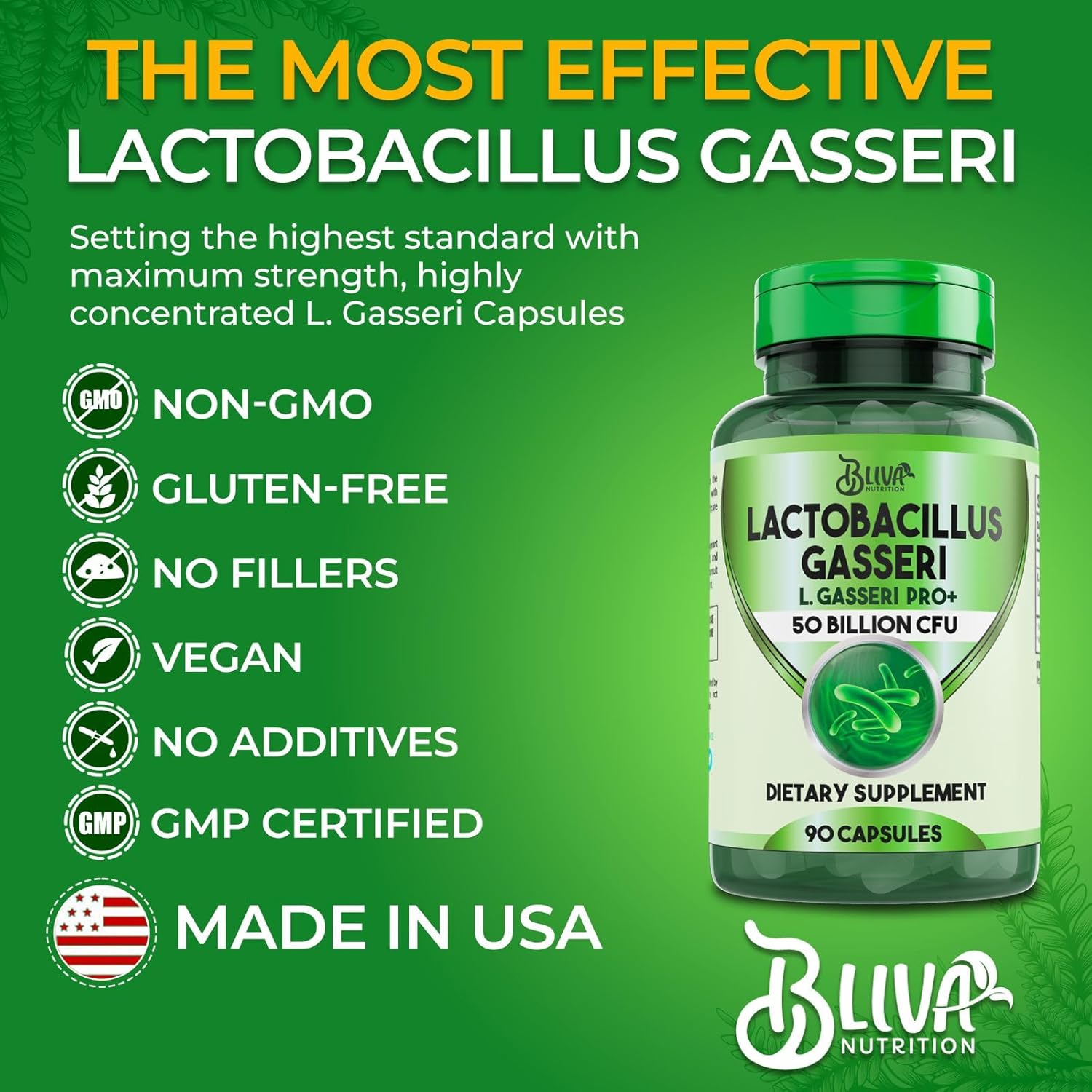 BLIVA Lactobacillus Gasseri Capsules – L Gasseri - 50 Billion CFU per Serving - Highest CFU Count L. Gasseri Supplement - 90 Capsules - Image 5