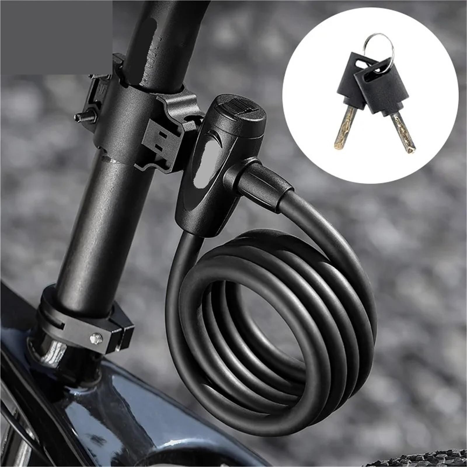 Lucchetto antifurto for Bicicletta con Cavo in Acciaio, 2 Pezzi, con Chiavi, Sicurezza 1,2 m/1,5 m per Moto, Carriera(Length-150cm)