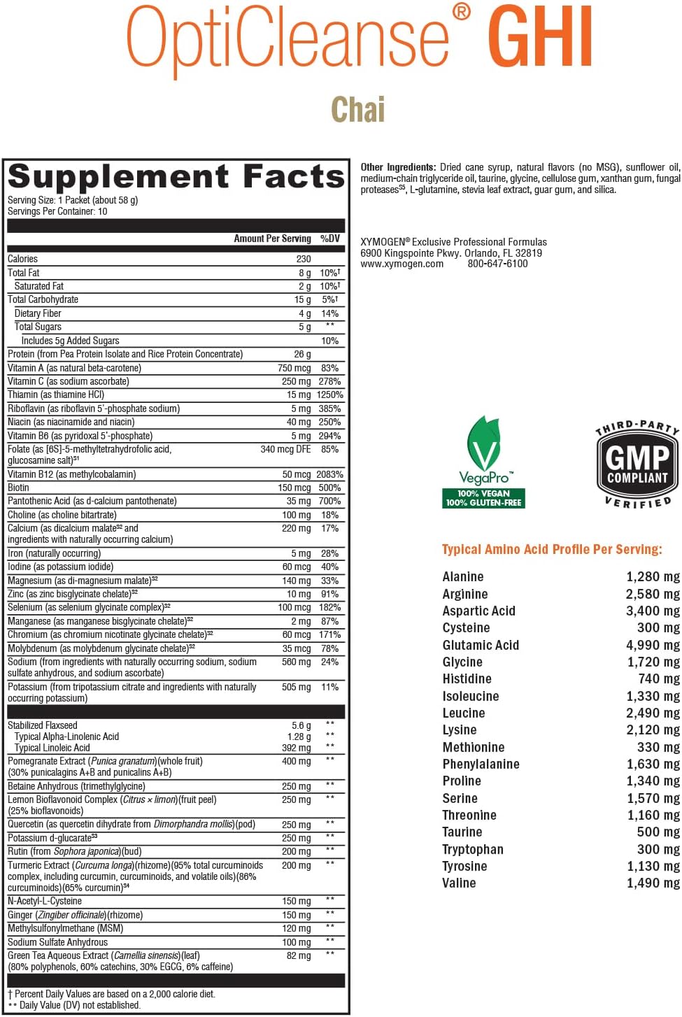 XYMOGEN OptiCleanse GHI Detox Cleanse - Vegan Protein Powder with Vitamins, Phytonutrients, Minerals to Aid Liver Detox, Cytokine Balance, & Gut Health Support - Chai (10 Packets) - Image 7