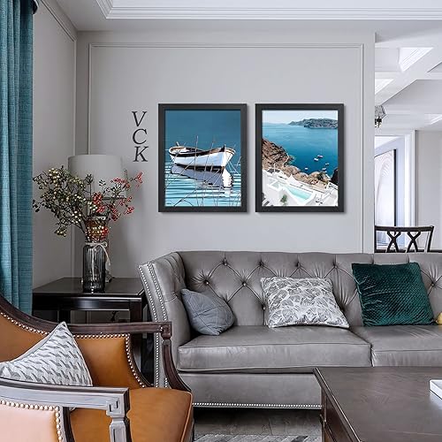 Miniatura 7 de VCK Paquete de 4 marcos para póster de 16 x 20 pulgadas, de madera maciza negra con veta de madera exclusiva, marco de galería de pared