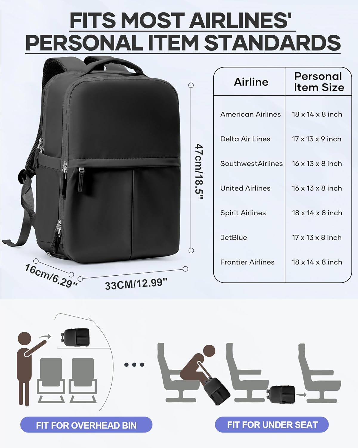 Vacuum Seal Backpack Travel Laptop Backpacks For Women Men Personal Item Travel Bag Large Carry On Backpack With Vacuum Compression Vacpack Backpacks With Pump Black - Image 2