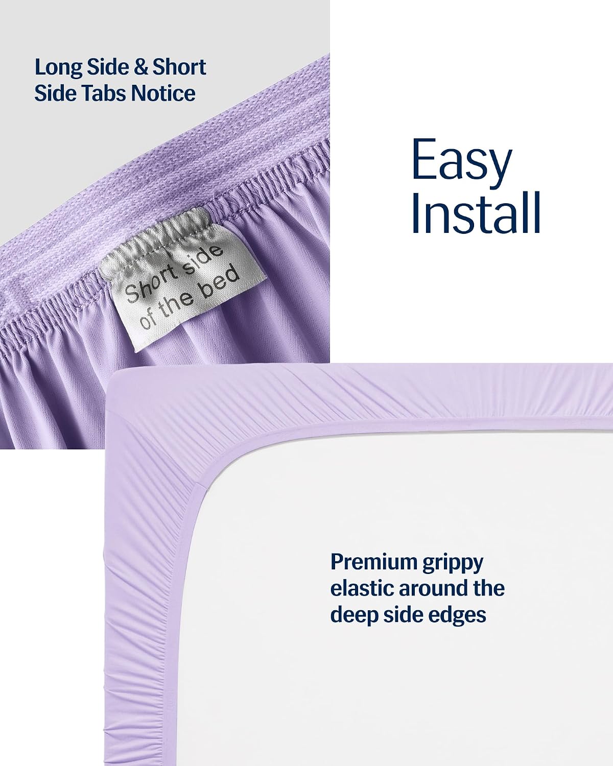 Condition photo showing As Is for rest® evercool®+ fitted sheet, queen, lavender breeze, 15" deep(up to 18’’), breathable bedding for hot sleeper and night sweats, bed sheet with ionic+ self-cleaning silver yarn for sensitive skin lavender breeze queen (56"x76"x15")