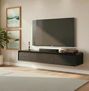 Floating TV Stand, 63in Modern Wall-Mounted Entertainment Center with 3 ...