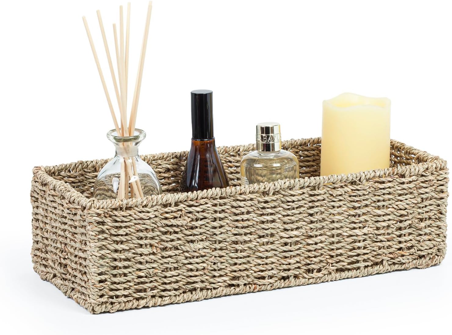 Woodluv Multipurpose Handwoven Seagrass Rectangular Storage Orgainser ...