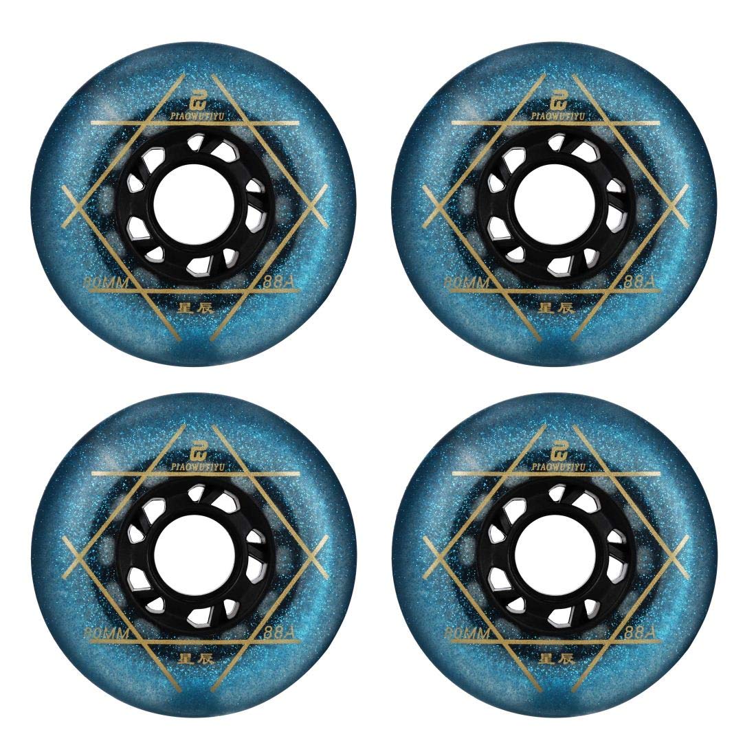 SzBlaZe 88A PU Wear Resist Sliding FSK Inline Roller Skate Replacement Wheels Without Bearings (Pack of 4) 72mm 76mm 80mm for Inline Skate Wave Board