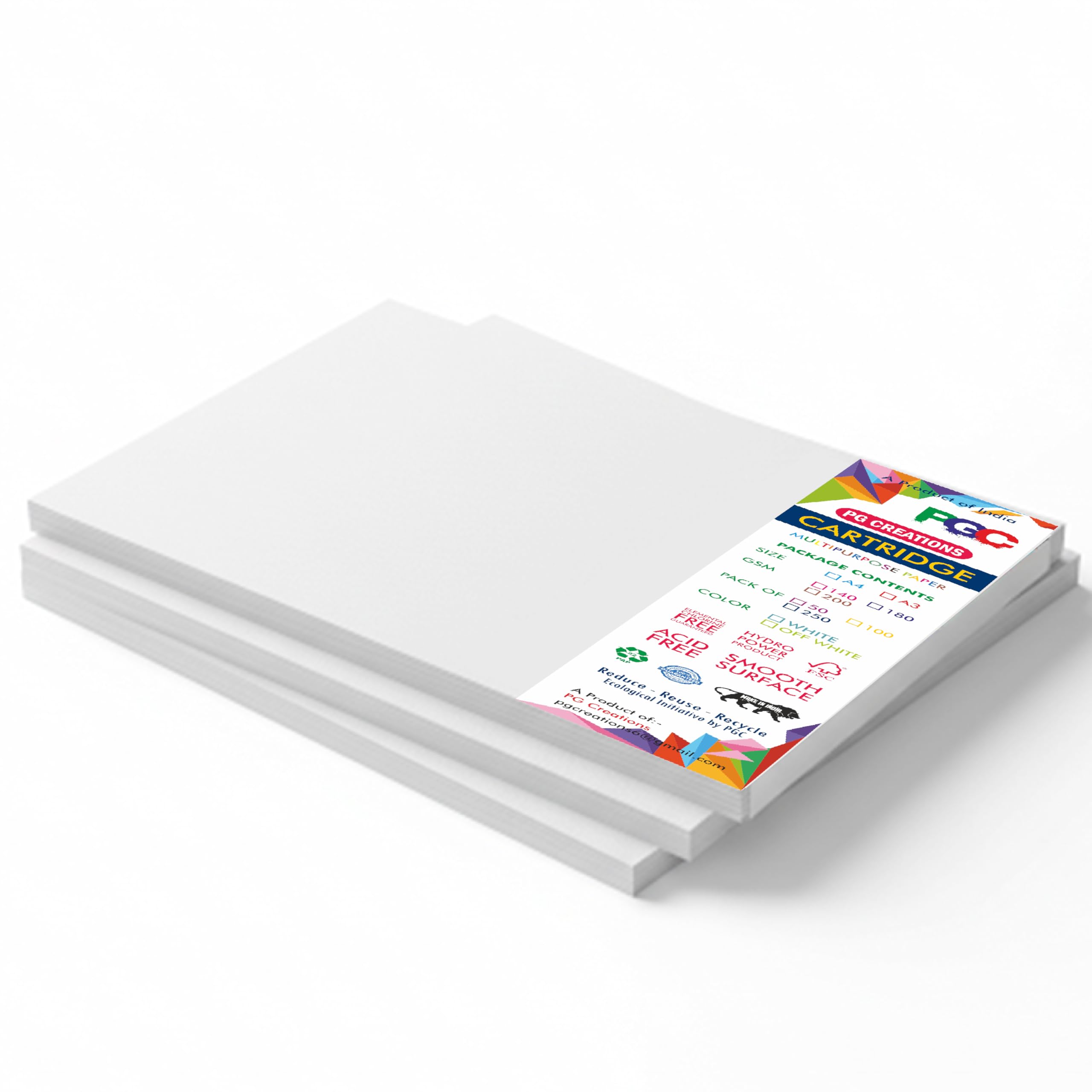 PG Creations Cartridge Paper Sheets A3 for Sketching, Drawing, 42x29.7 Cm, A3 Size, 140 GSM, White, Pack of 50-image-20