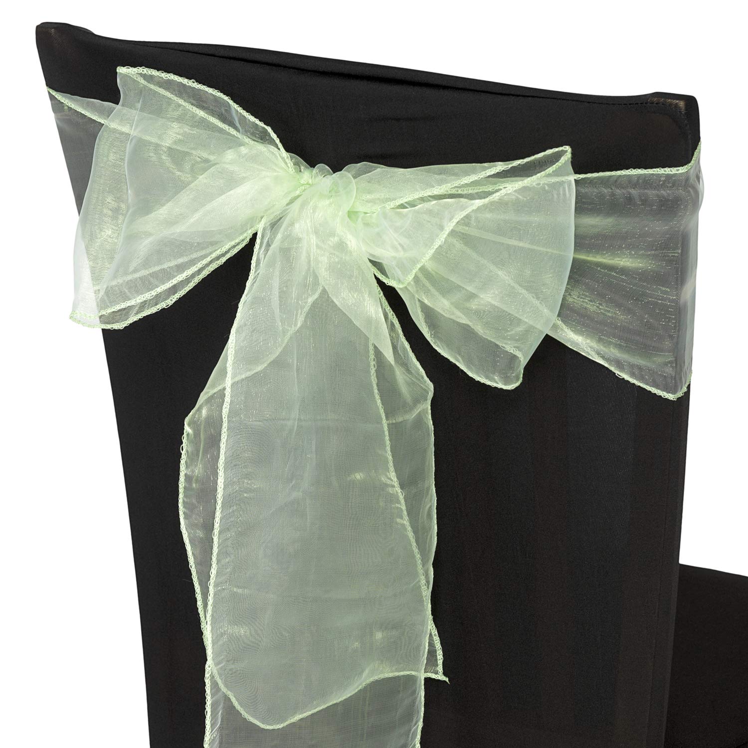Wedding Decor Organza Cintos para Silla Fundas Fuller Lazo Listones en la Antigüedad Oro para Banquete, Cumpleaños,Anniverysary,Navidad Fiestas,Evento Decoración,17cm x 280cm - Verde Menta, 25