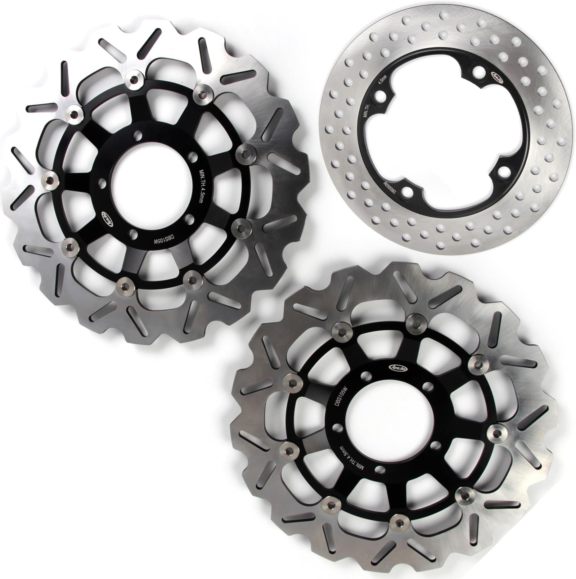 Arashi Front Rear Brake Discs Rotors for Daytona 675 2006-2012 675R 11-12, Speed Triple 675 2007-2012 675R 11-12, Motorcycle Replacement Accessories Black