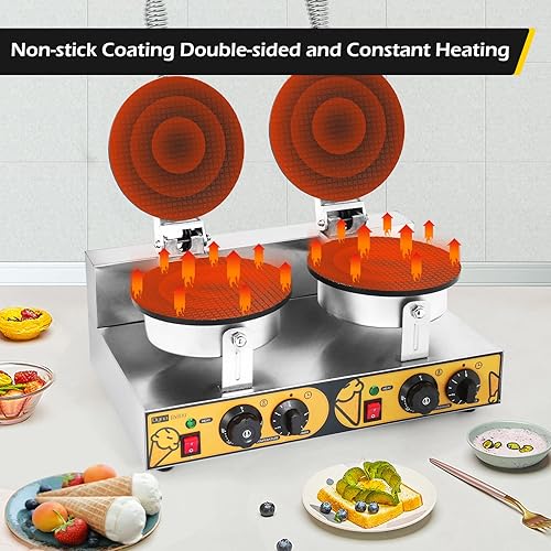 Miniatura 3 de Dyna-Living Máquina comercial de cono de gofres de 110 V 2400 W y 25 unids holandés para hacer panqueques eléctrico mini panqueques de hierro