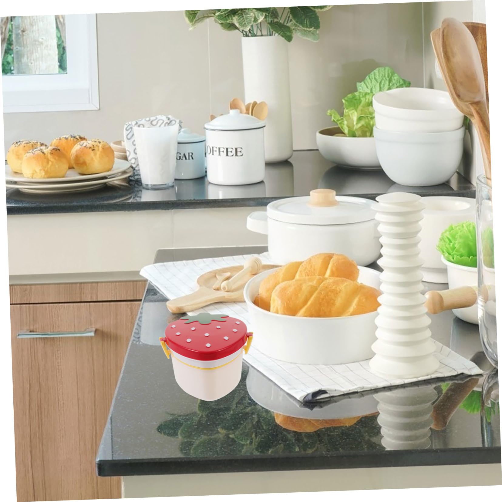 Mikinona Children's Strawberry Lunch Box Portable Leak-proof Multi-function Bento for School Meals