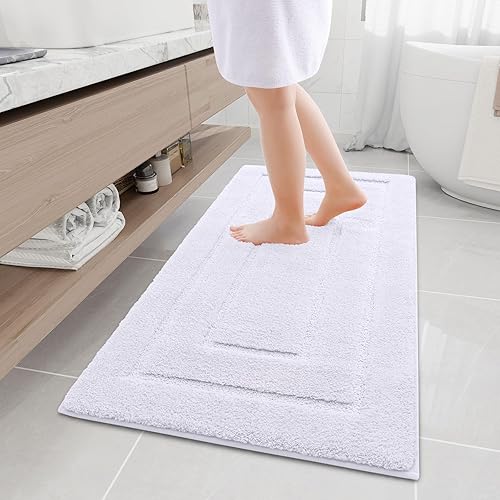 Buganda Tapetes de baño, de 47 x 24 pulgadas, de microfibra suave y absorbente, antideslizante, lanudo y lavable a máquina, para suelo de baño,