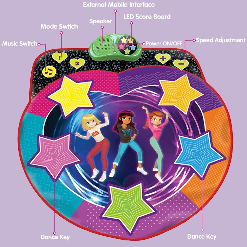 TUKIIE Dance Mat for Kids Star Dance Pad Girls Boys with LED Lights
