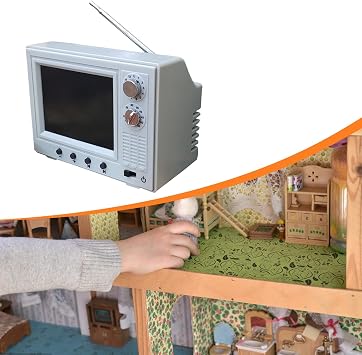Mini Working TV, Miniature Television, Miniature Scene Model, Tiny Television Toy Mini Working TV for 12TH Scale Dollhouse, Light Green