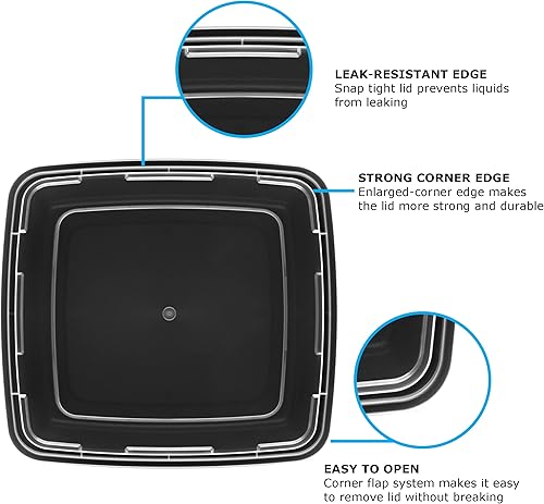 Miniatura 3 de Freshware Contenedores de preparación de comidas paquete de 20 recipientes de almacenamiento de alimentos con tapas, caja Bento, apilables, aptos