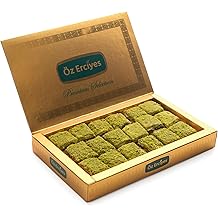 Baklava Style Turkish Delight with Chocolate and Pistachio &ndash; Soft Lokum Candy, Gourmet Turkish Sweets Gift Box, Delicias Turcas, 17.6 oz (500g)