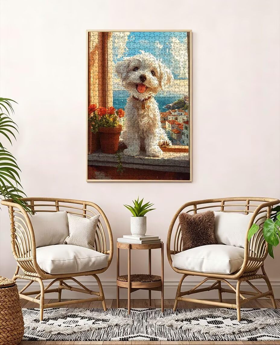 Puzzle dla dorosłych 4000, biały szczeniak, 4000 elementów, dla dorosłych, wymagające gry logiczne, klasyczne puzzle, niemożliwe do złożenia ręcznie robione dekoracyjne, zabawne zajęcia rodzinne