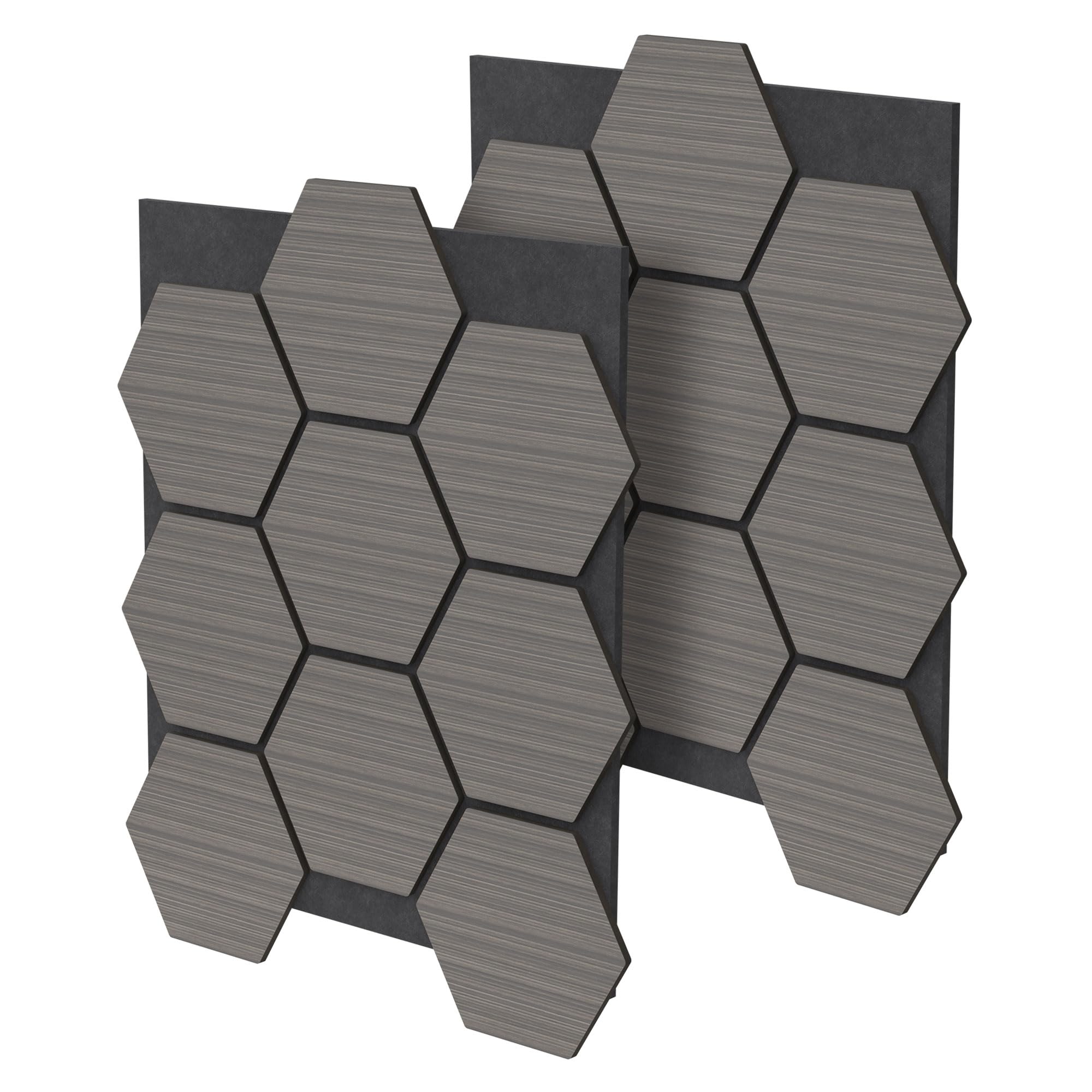 ML Design Lot de 2 Panneaux Acoustiques Hexagonaux, 66x81x2 cm, 1 m², Gris, en Feutre Recyclé/​MDF, Revêtement Mural Isolation Phonique Décoration Mur Porte Plafond, Haute Densité, à Coller/​Visser